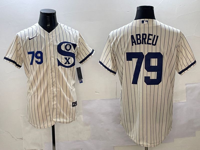 Men Chicago White Sox #79 Abreu Cream Stripe Dream Edition Game 2025 Nike MLB Jersey style 4